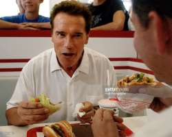 Arnold Schwarzenegger eating non vegetarian food